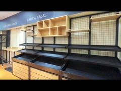 Металлическая деревянная полка Магазин Дисплейная полка Задняя панель Деревянная рама Супермаркет Дисплейная полка