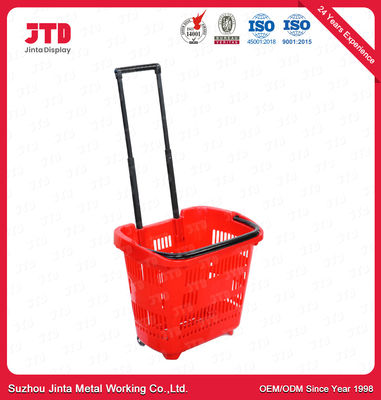 60L пластиковая свертывая корзина для товаров корзины для товаров HDPP на колесах с ручкой тяги