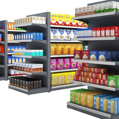 Двухсторонние продуктовые магазины розничный магазин Гондола Стеллажи из стали Супермаркеты Витрины