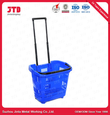 60L пластиковая свертывая корзина для товаров корзины для товаров HDPP на колесах с ручкой тяги