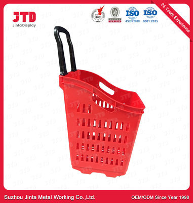 60L пластиковая свертывая корзина для товаров корзины для товаров HDPP на колесах с ручкой тяги